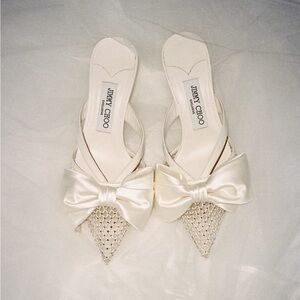 Jimmy Choo White Kitten Heel Wedding Shoes